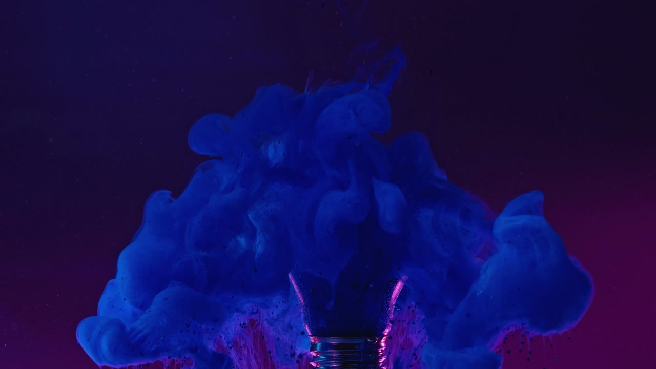 Lampada, inchiostro, blu fantasma, fumo, lampadina