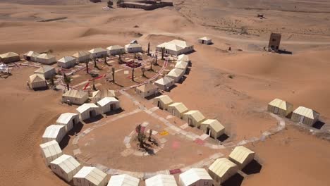 aerial: luxury campsite sahara desert