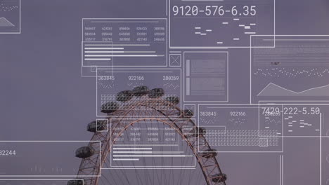 animación del procesamiento de datos sobre el paisaje urbano de londres