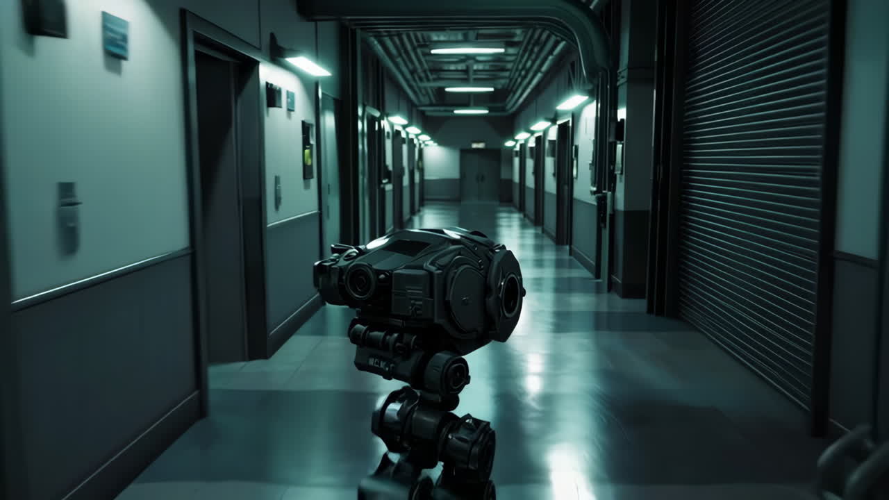 robot en un corredor futurista