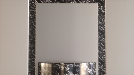 shiny printed cylinder podium stand in studio 3d render animation