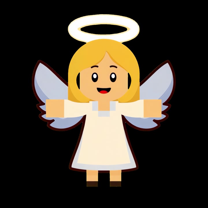 Animated Pixel Art Angel Character with Halo and Wings