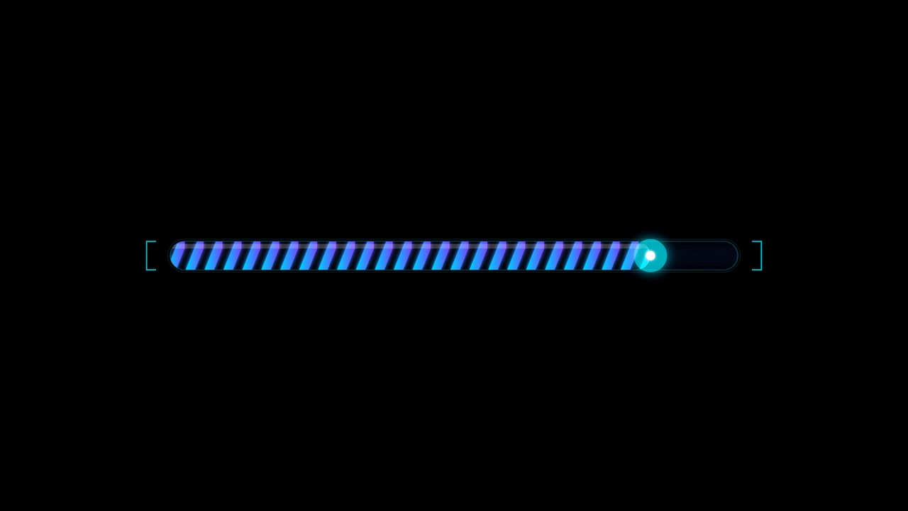 Digital Loading Progress Bar Animation on Black Background