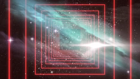 Digital-animation-of-red-square-shapes-in-seamless-motion-against-shining-stars-in-space