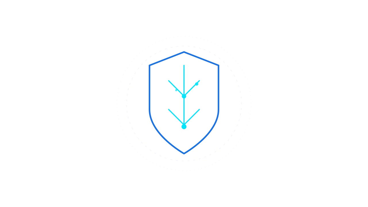 Animated Shield Icon with Digital Leaf Growth Graphic