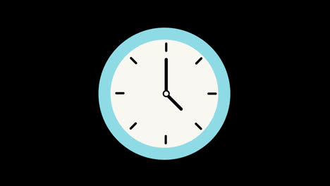 Un-Vídeo-De-Animación-En-Bucle-Conceptual-De-Icono-De-Reloj-De-Pared-Azul-Y-Blanco-Con-Canal-Alfa