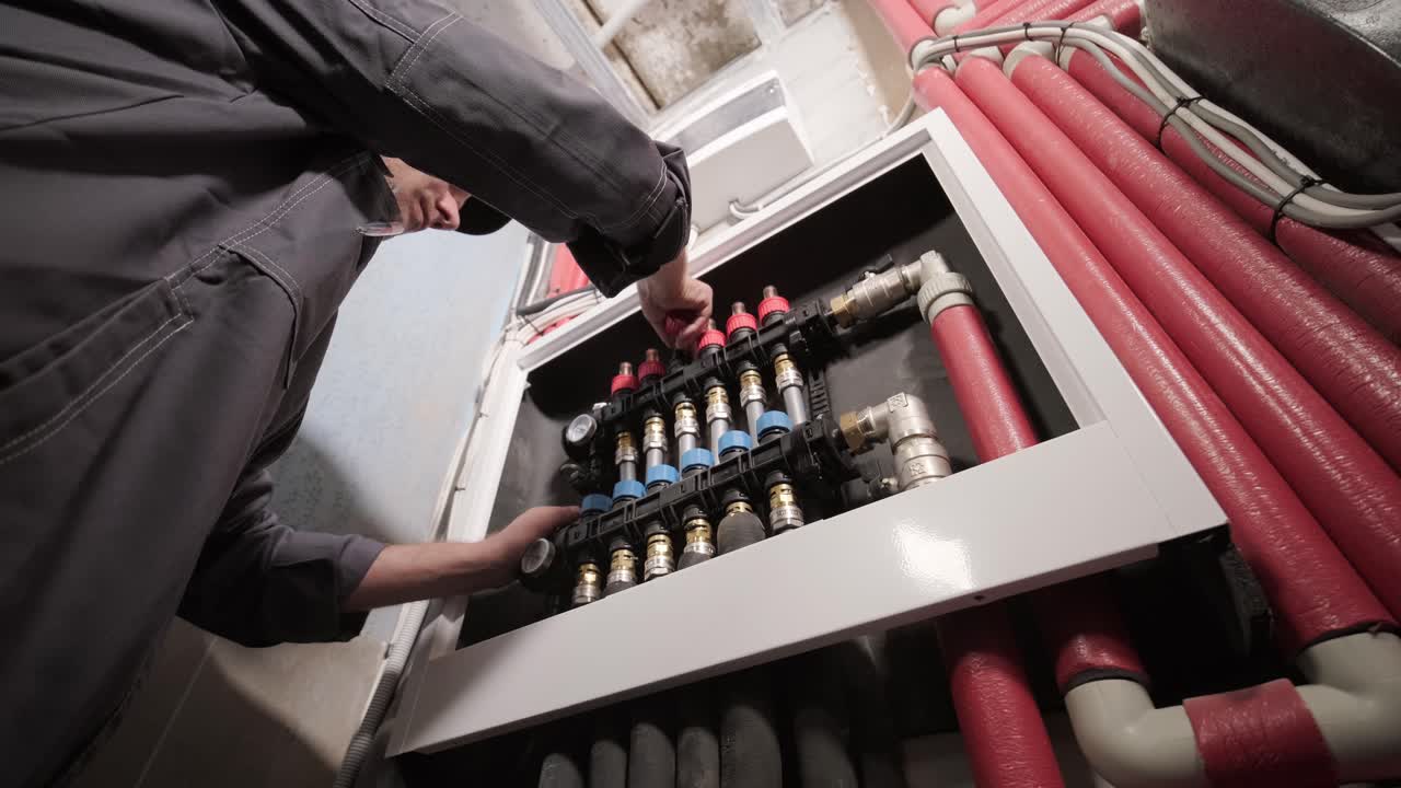 HVAC technician installs heating, ventilation and air conditioning systems