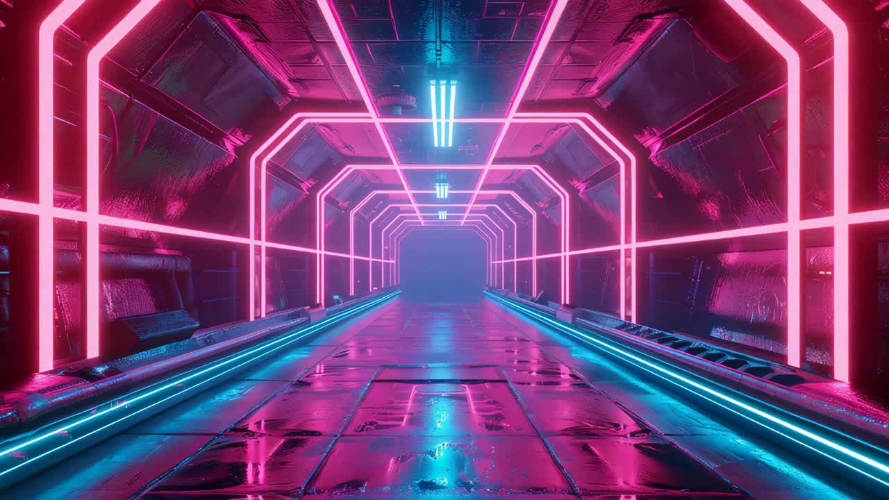 Neon Pink and Blue Futuristic Tunnel