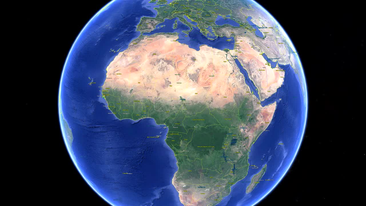 기아나-비사우 발과 함께 우주에서 3d 지구 - 기아나 비사우 외부로 확대