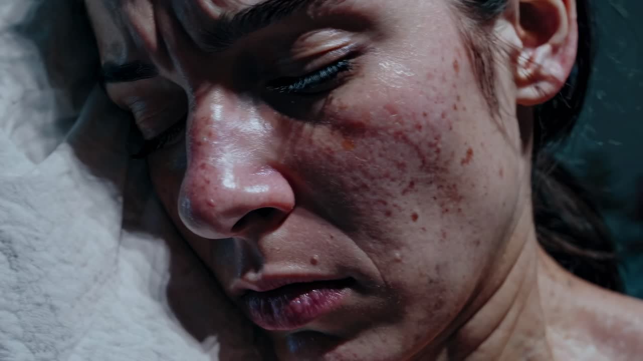 mujer agotada en la cama