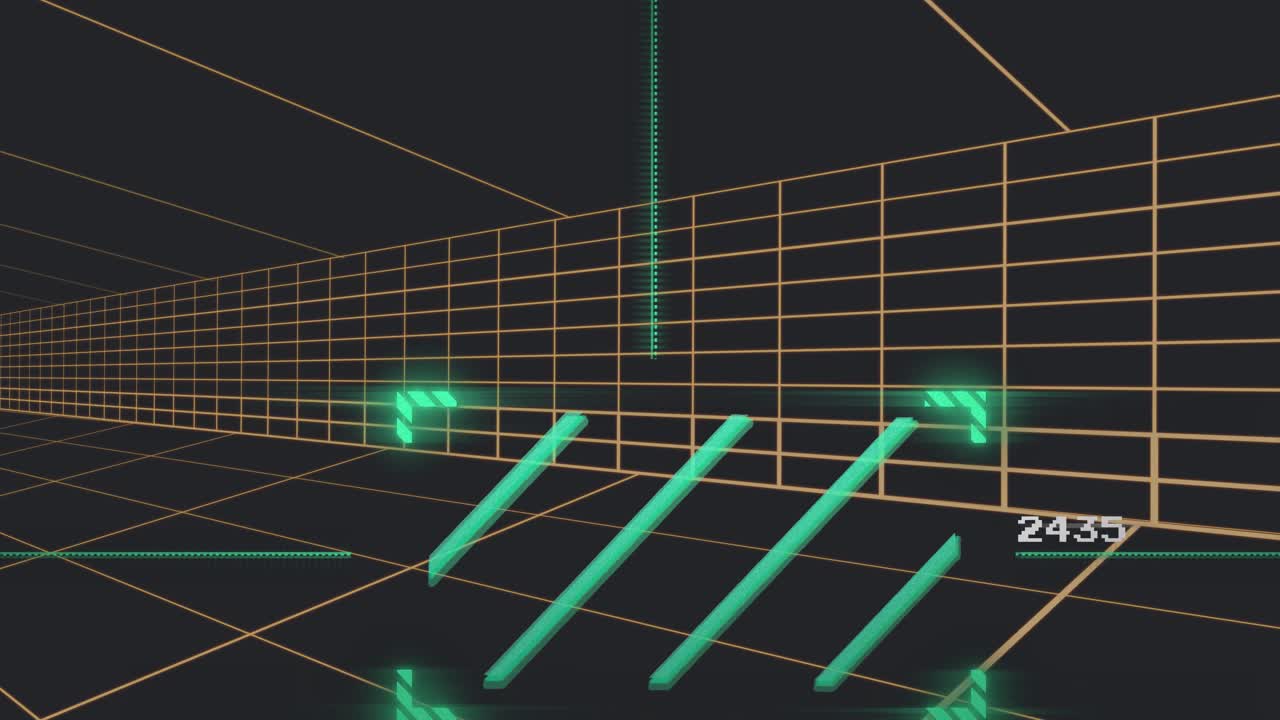 12 shots showing neon corridor, cyan bars, comparing readouts and deducing missing right for tech