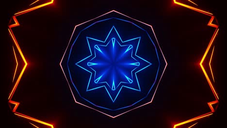 brightly colored abstract pattern with star in the middle. kaleidoscope vj loop