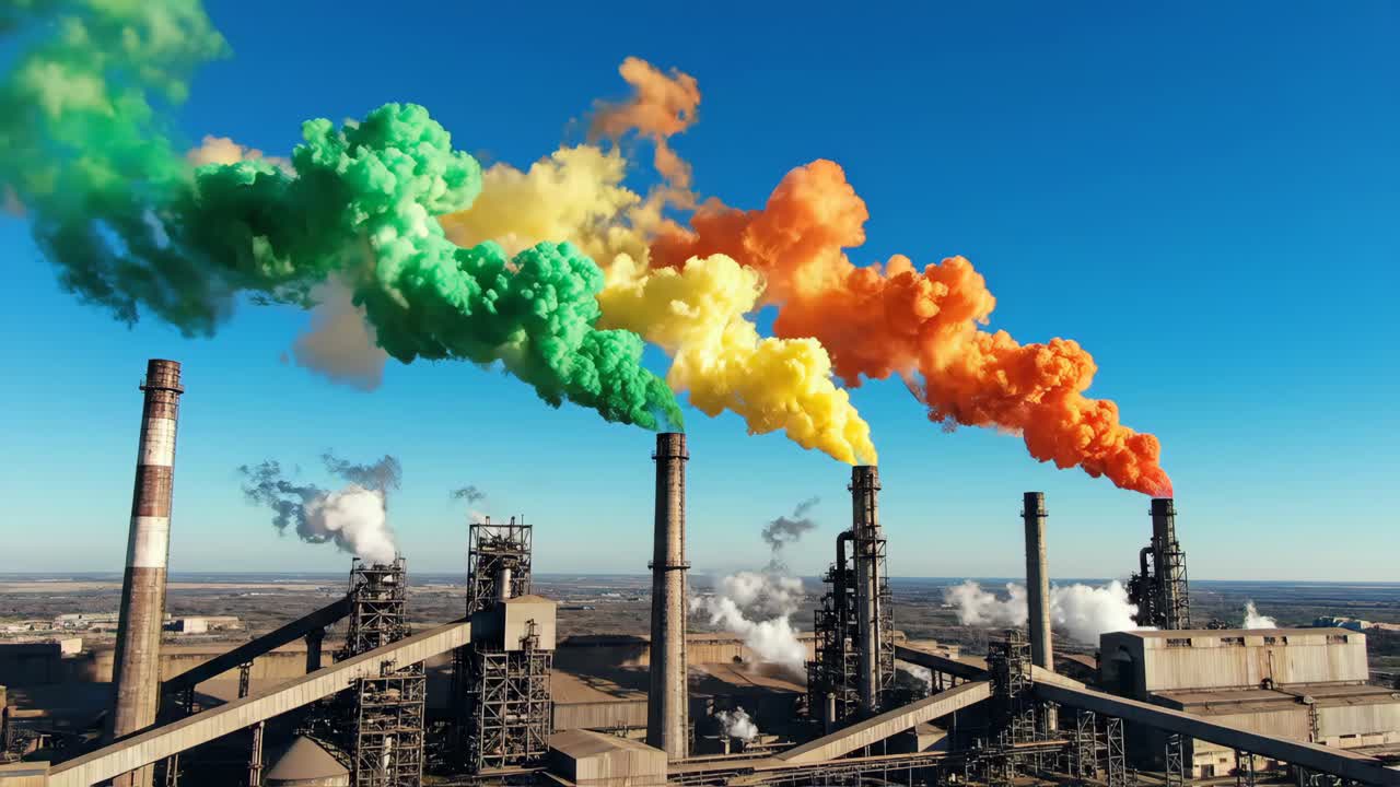 Industrial Pollution with Colored Smoke