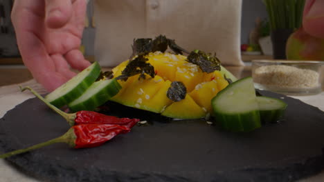 mango salad with cucumber and sesame