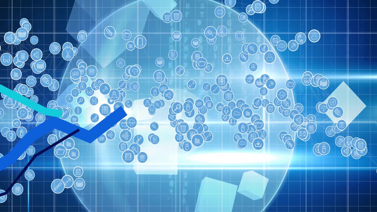 블루 라인 기록의 애니메이션, 전 세계에 있는 디지털 아이콘의 네트워크