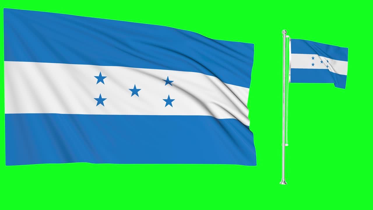 pantalla verde ondeando la bandera de honduras o el asta de la bandera