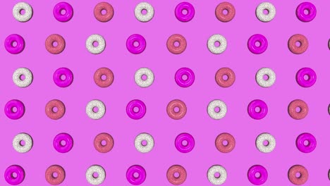 abstract colorful animation, background of bright donuts. 3d rendering