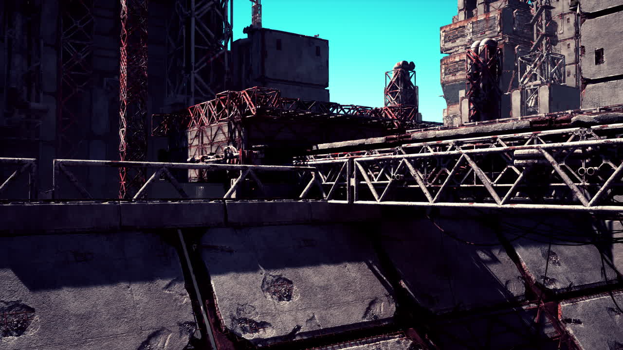 포스트 아포칼립스 산업 도시 풍경