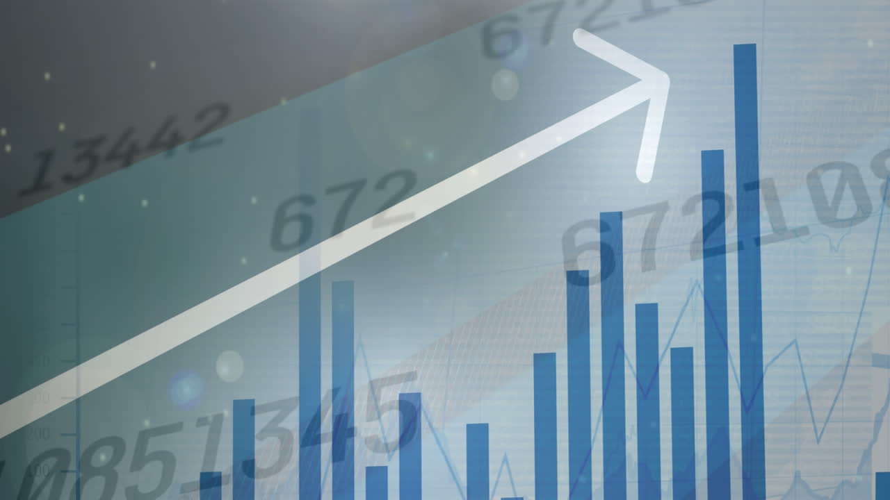 animación del procesamiento de datos financieros, registro de estadísticas y cambio de números