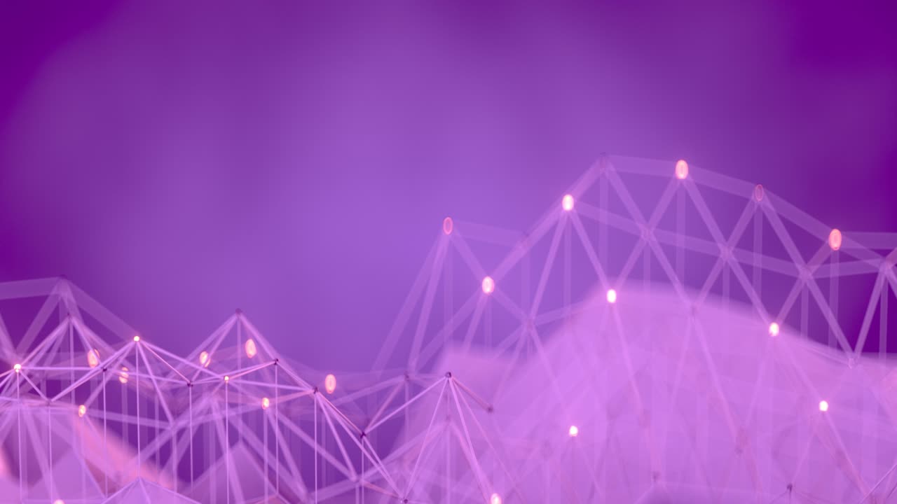 빛나는 점과 함께 보라색 다각형 mesh 3d 렌더링 애니메이션