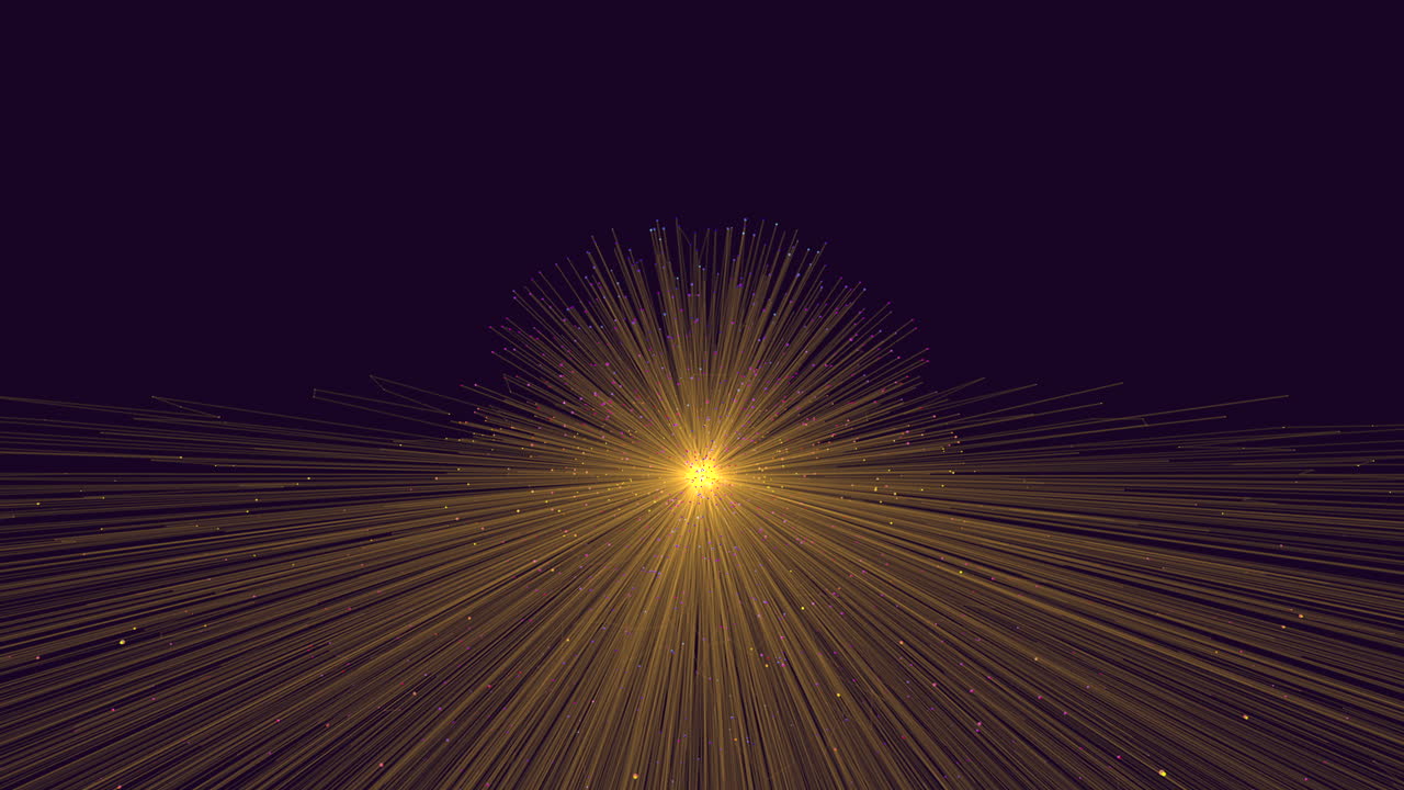 Golden light burst with fast motion streaks on dark background, abstract