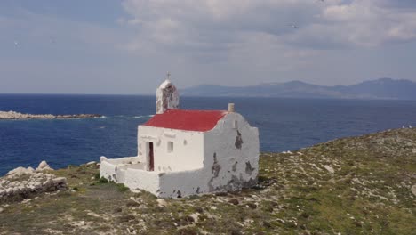 small abandoned orthodox church on an uninhabited island in greece