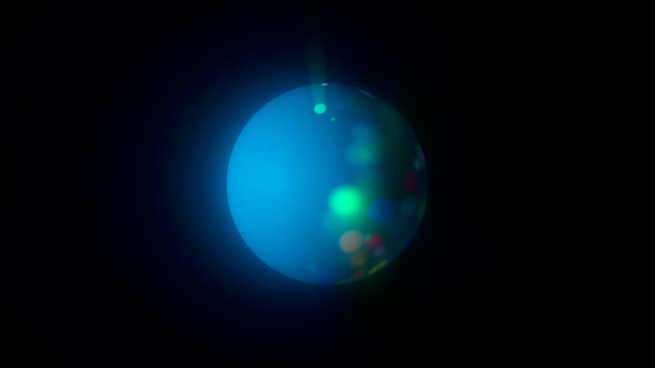 Sfera digitale colorata con cerchi luminosi nello spazio, sfondo moderno generato al computer, render 3D.