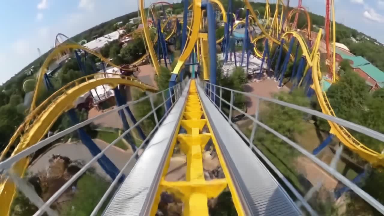 Thrilling Experience on a Roller Coaster: A Journey from the Heart-Pounding Descent to the Sweeping Views of the Amusement Park in These Stunning Frames