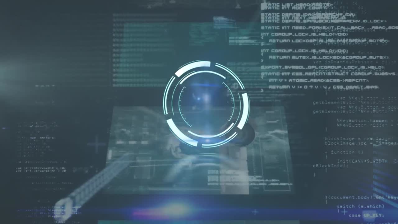 animación del escaneo del alcance sobre el procesamiento de datos sobre fondo negro