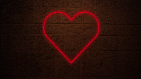 signo de corazón de neón en la pared de ladrillo 4k