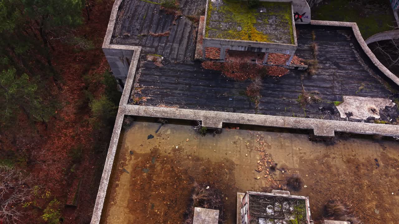 Exploring abandoned rooftops covered in nature's reclaiming touch