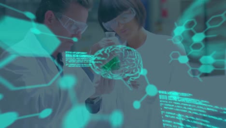 animación de datos científicos sobre trabajadoras y trabajadores de laboratorio caucásicos