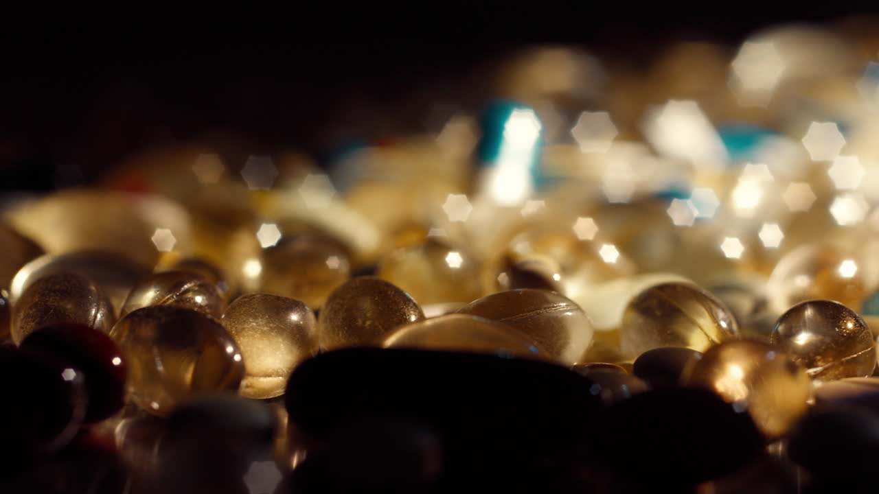 Close-up of a collection of colorful glass beads