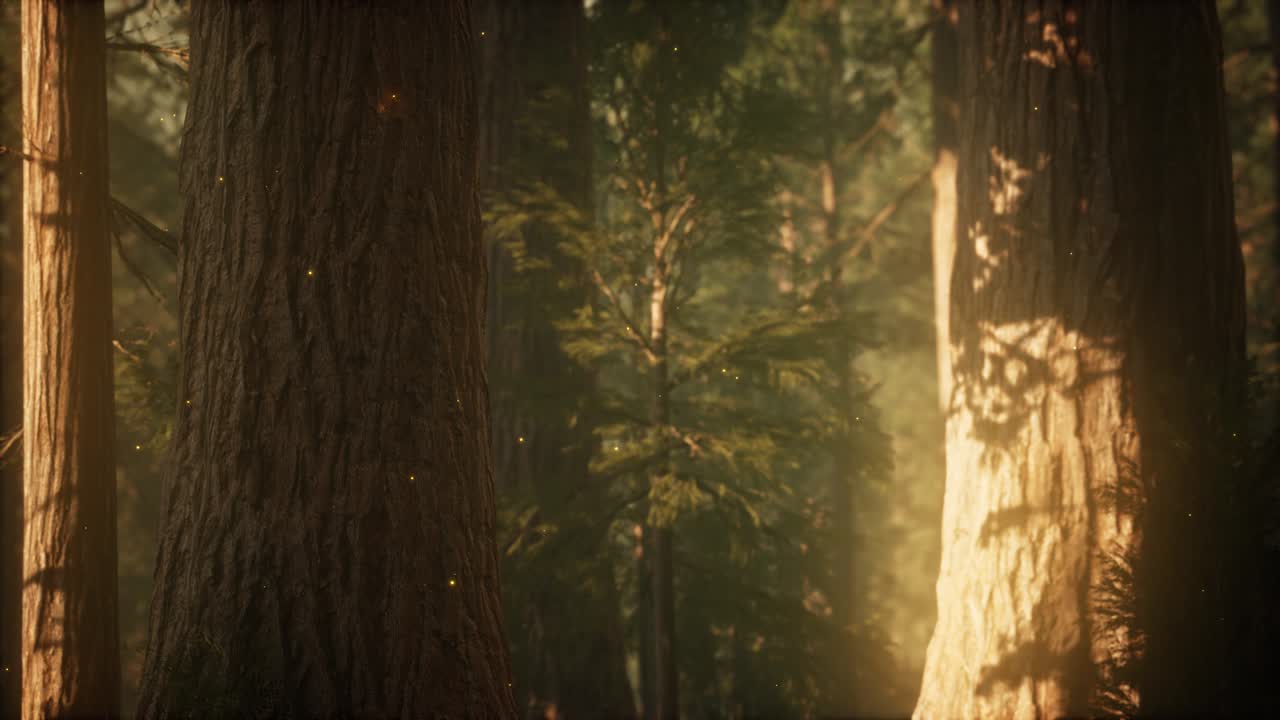 해가 뜨면 야생 소나무 숲