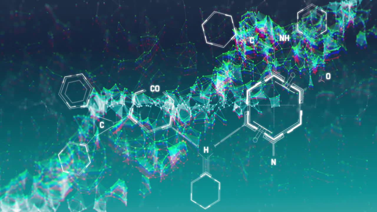 dna 줄에 대한 화학 공식의 애니메이션