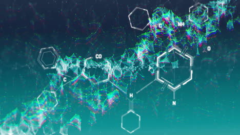 animación de la fórmula química sobre la cadena de adn