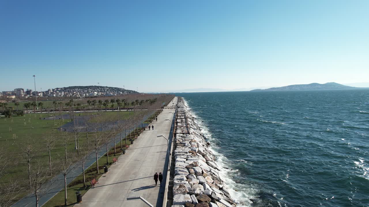 해안선 공중 드론