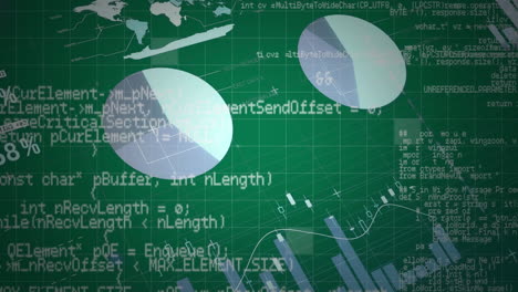 desplazamiento de datos y gráficos sobre fondo verde