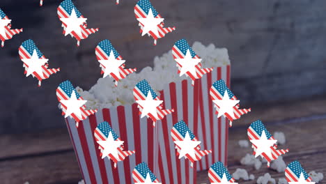 animación de banderas estadounidenses sobre popcorn