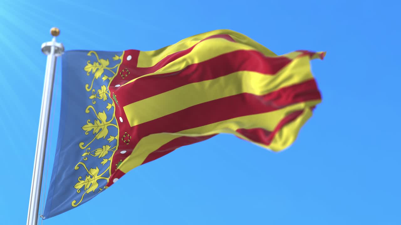 Bandiera della comunità autonoma spagnola di Valencia, Spagna - Loop