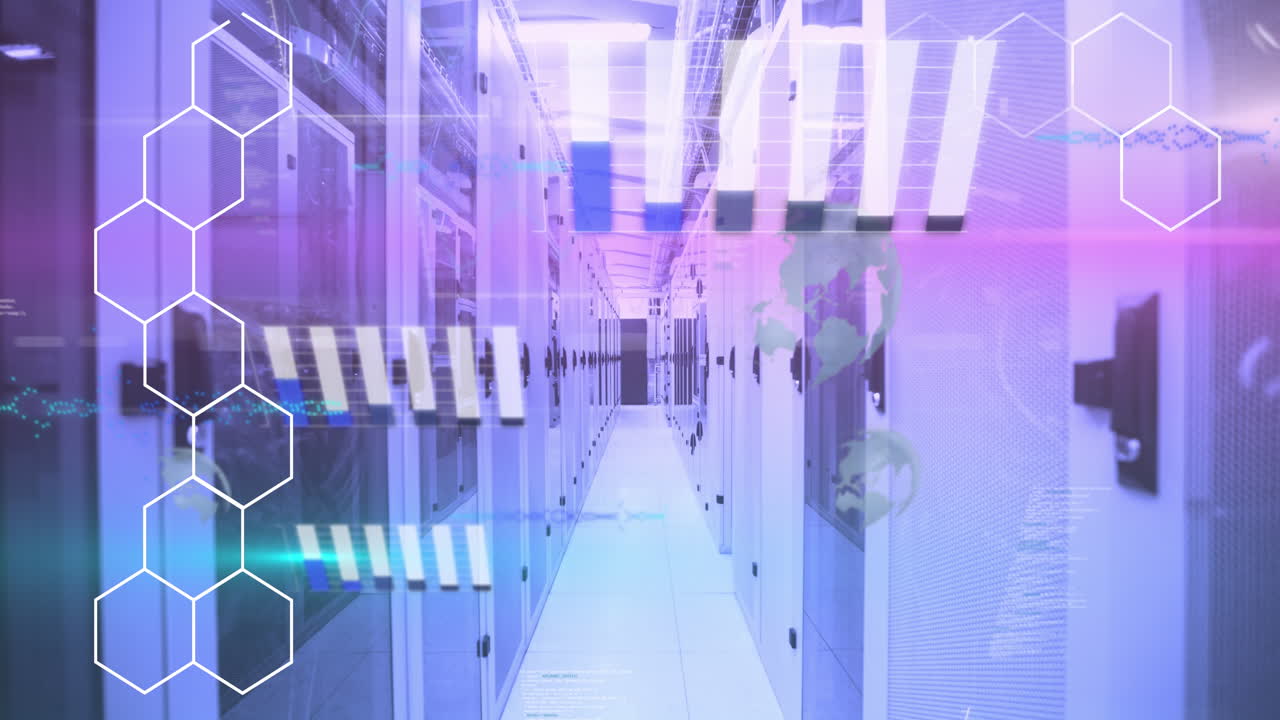 그래프, 글로브, 육각형, 컴퓨터 언어의 애니메이션 서버