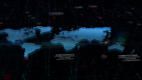 mapa azul de la tierra, ciberespacio digital y conexiones de red de datos digitales. conexión mundial de grandes datos y análisis de datos, concepto de fondo abstracto de tecnología.