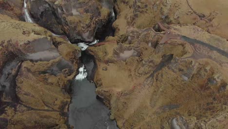 cinematic aerial flyover of stunning icelandic canyon