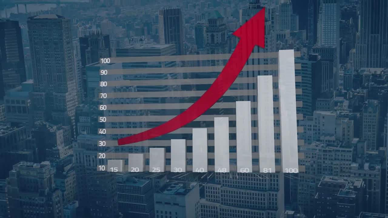 데이터 처리 및 도시 풍경에 대한 다이어그램의 애니메이션