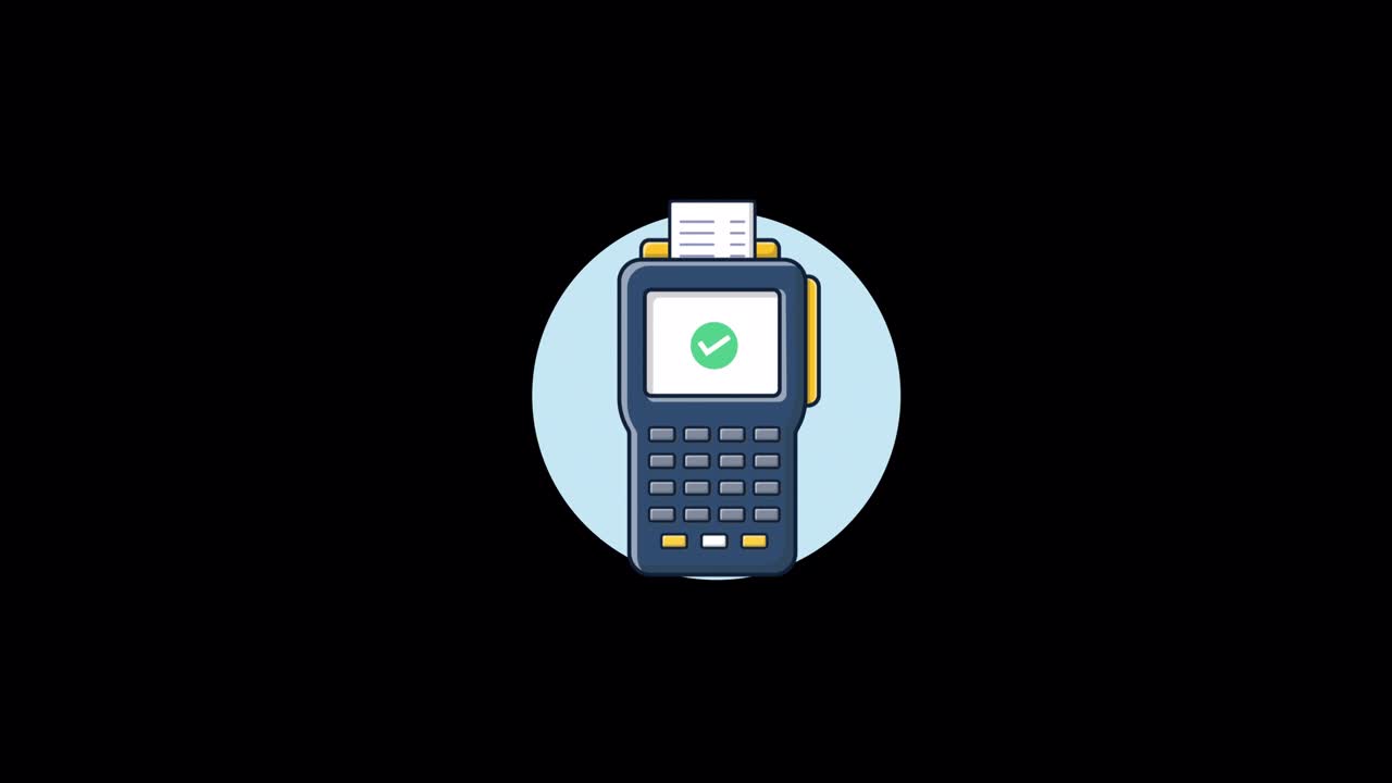 Animated Payment Terminal Printing Receipt with Success Checkmark