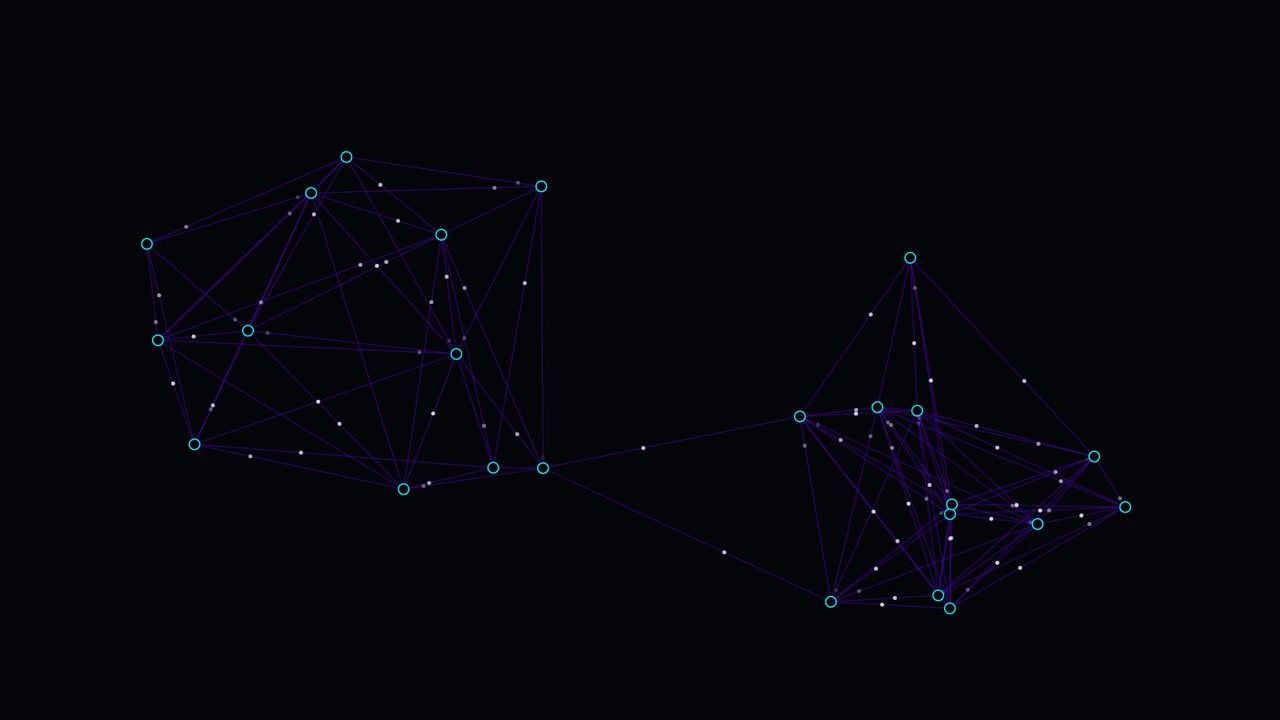 Abstract Digital Network Nodes Connecting in Dark Space