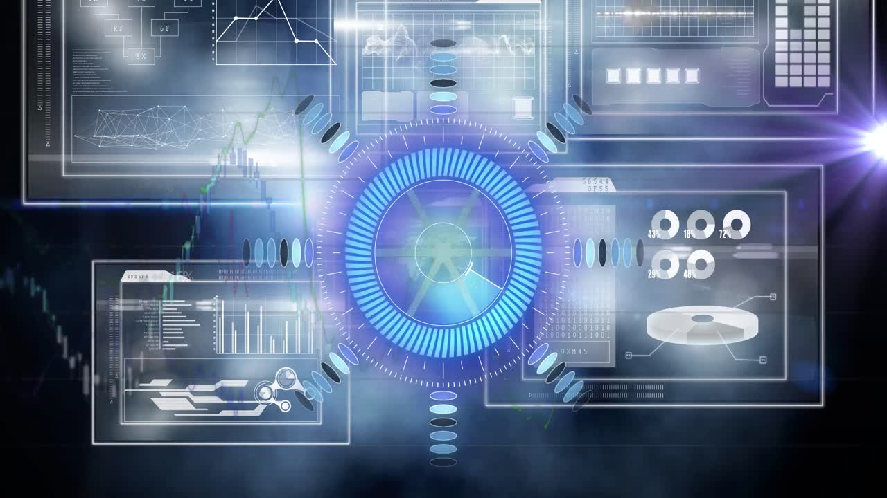 Animation of processing circle on scientific graph and data