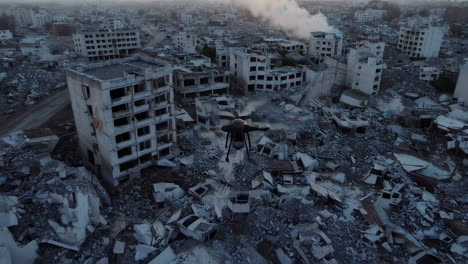 drone survey of a war-torn city