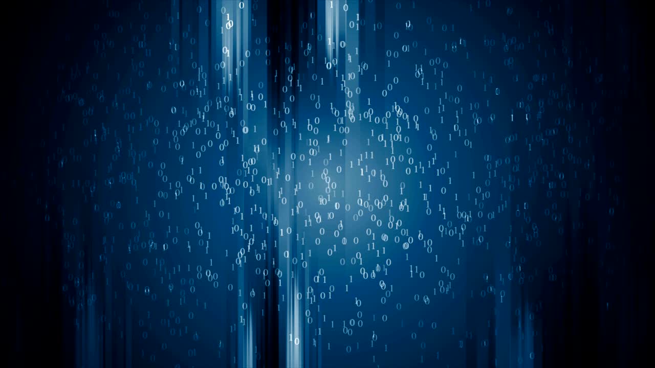 tecnología azul oscuro código binario animación de video