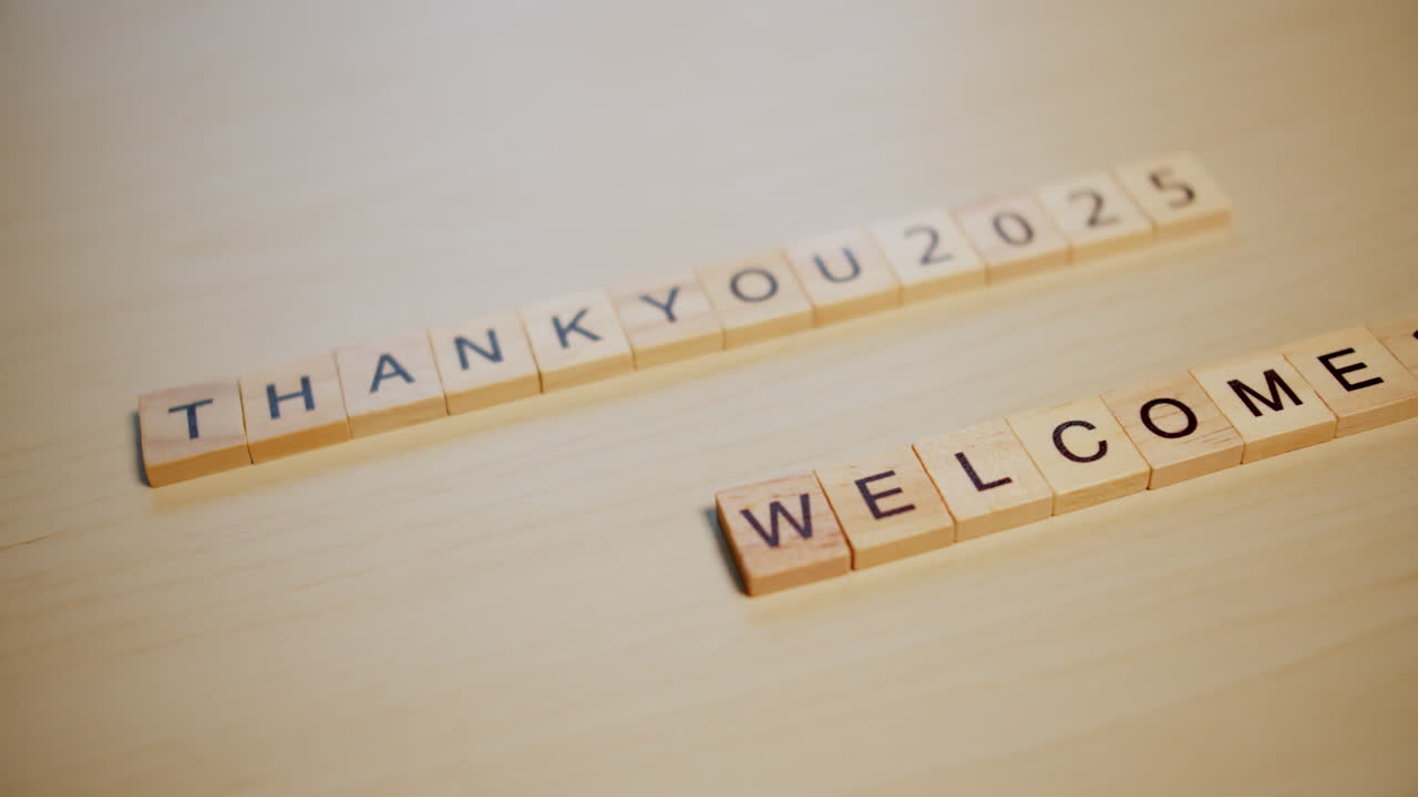 Expressing thanks for past year and welcoming new beginnings with creative text art